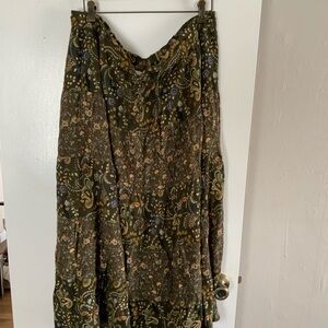 Bobbie Brooks Olive Floral Maxi Skirt